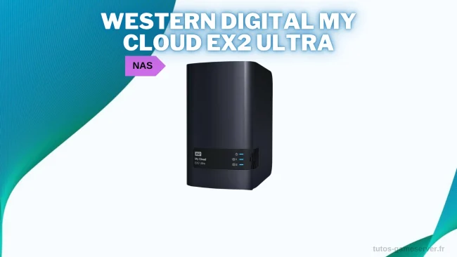Serveur NAS Western Digital My Cloud EX2 Ultra noir avec design compact et indicateurs LED.
